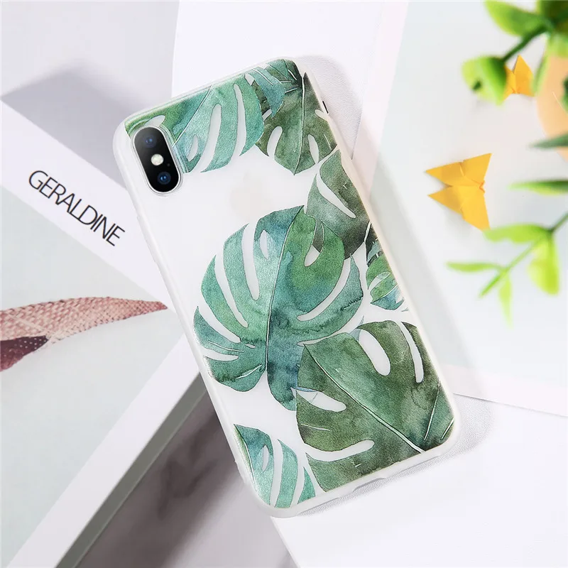 Чехол для телефона USLION Green Potted Plant Leaf для iPhone 11 Pro Max X XS Max XR, чехол для iPhone 6 7 6S 8 Plus, мягкий прозрачный чехол из ТПУ - Цвет: AC7174