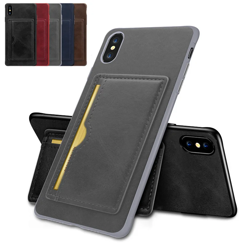 

For iPhone X XS Max XR 7 8 7+ Credit Card Luxury Wallet Kickstand Case for iPhone 8 7 6 6S Plus Card Slots Hard Cover Fundas