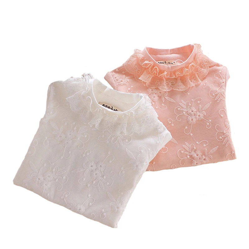 

School Girl School Blouse Underwear for Children Autumn / Winter Long-Sleeve Thin 100% Cotton Lace Princess 3y-8y
