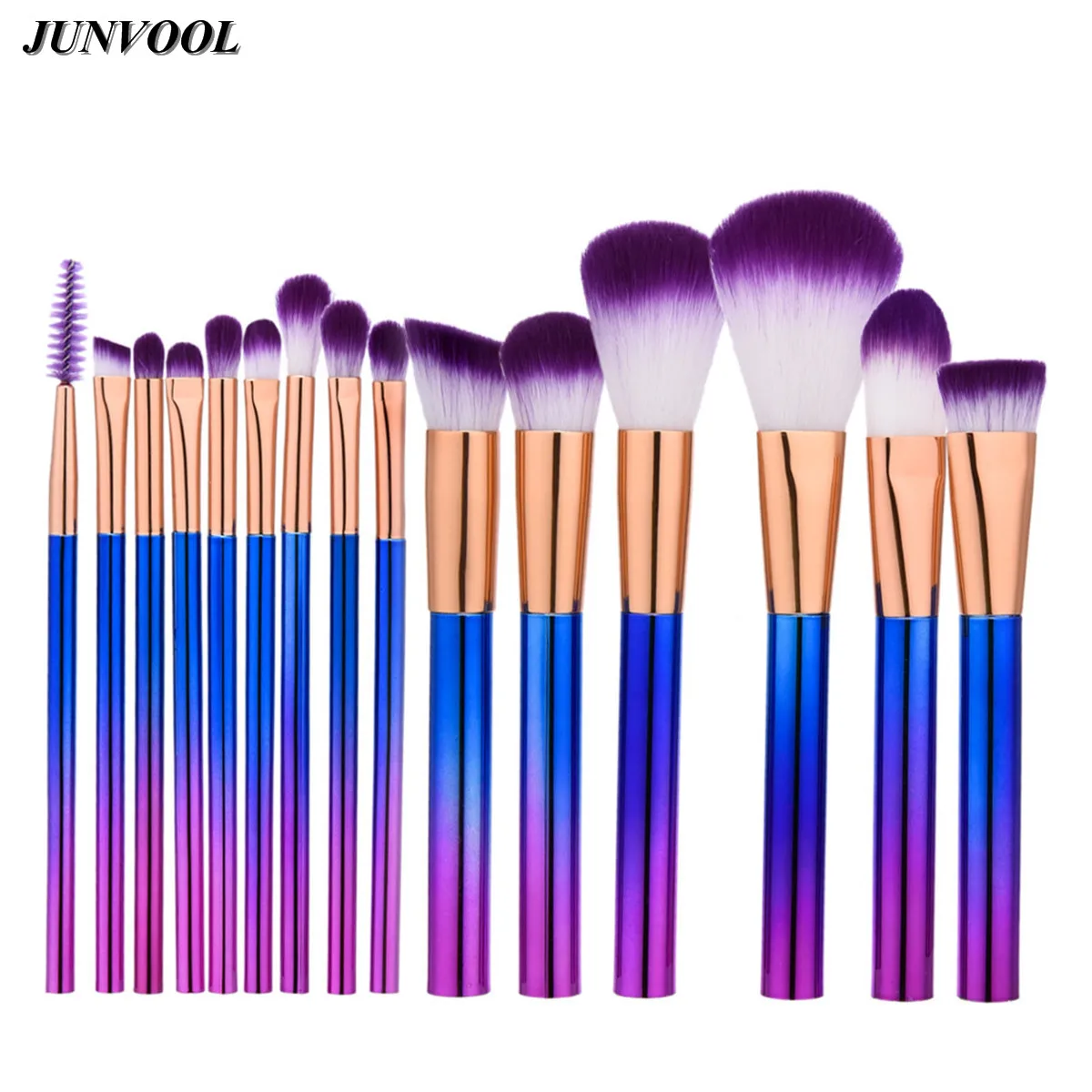 Pro 15pcs Purple Makeup Brushes Set Powder Foundation Eyeshadow Eyeliner Lip Contour Concealer