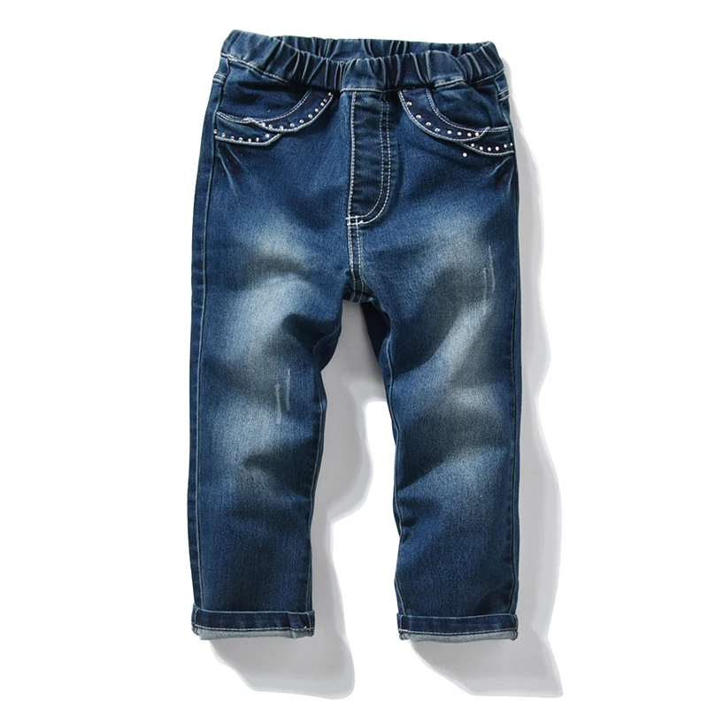 elastic waist girls jeans pants children clothing