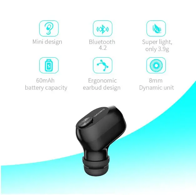 Мини наушники Bluetooth UCOMX U6E беспроводные вкладыши с монитором одинарные