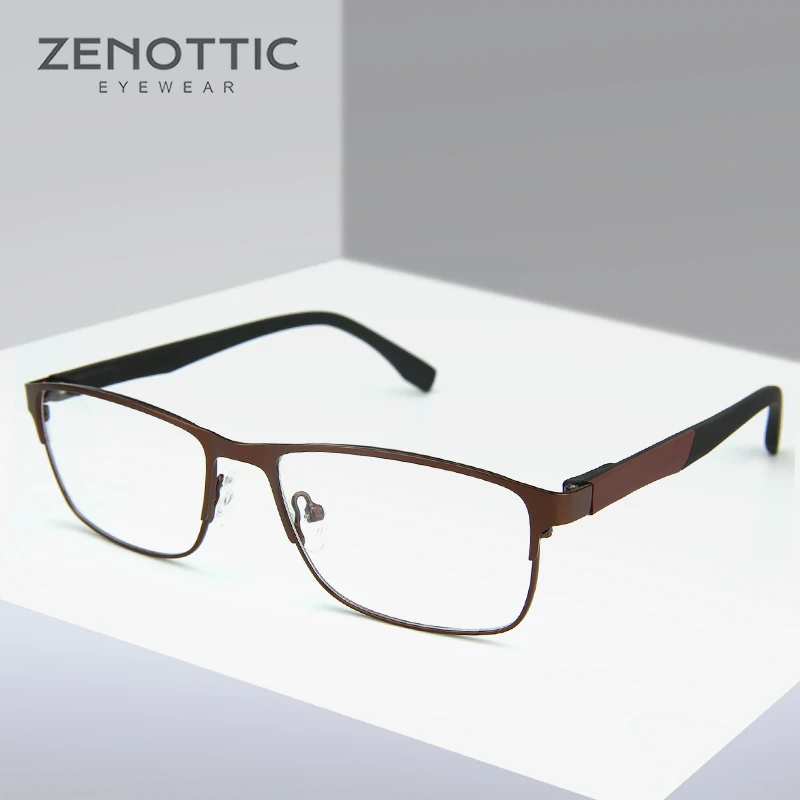 

ZENOTTIC Square Semi Rimless Eyewear Frame Men High Quality Alloy Optical Eye Glasses Frame Transparent Myopia Spectacles Frames