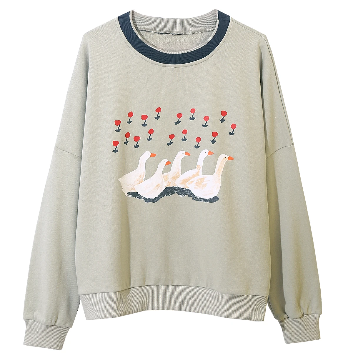 Vintage Autumn Women Pullover Sweatshirts O Neck Long Sleeve Ladies