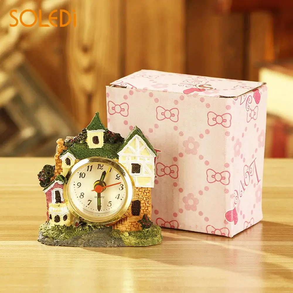 Horologium Desk Table Student Practical Resin Alarm Clock Antique Home Decal Quartz Movement Clocks and Watches Mini Gifts