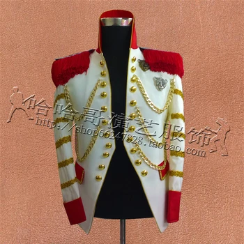 

Male Suit Coat Paillette Punk Outfit Men White Jacket Singer Dancer DJ Show Nightclub Bar Party Stage Wear Performance Costumes