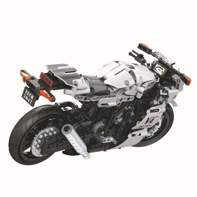 7047 716 шт техническая серия белый гоночный мотоцикл строительные блоки DIY Кирпичи игрушки для детей отличные подарки