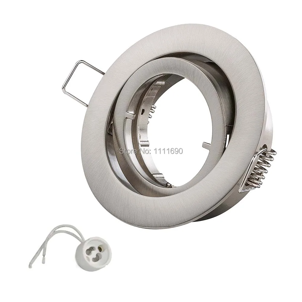 Ceiling lamp fixture Recessed  round Sand nickel downlight kit Gu10 MR16 base with 50MM led bulbs 3W 5W 7W 9W and Halogen lamp manufacturer nickel downlight torsion spring clip for lighting ceiling
