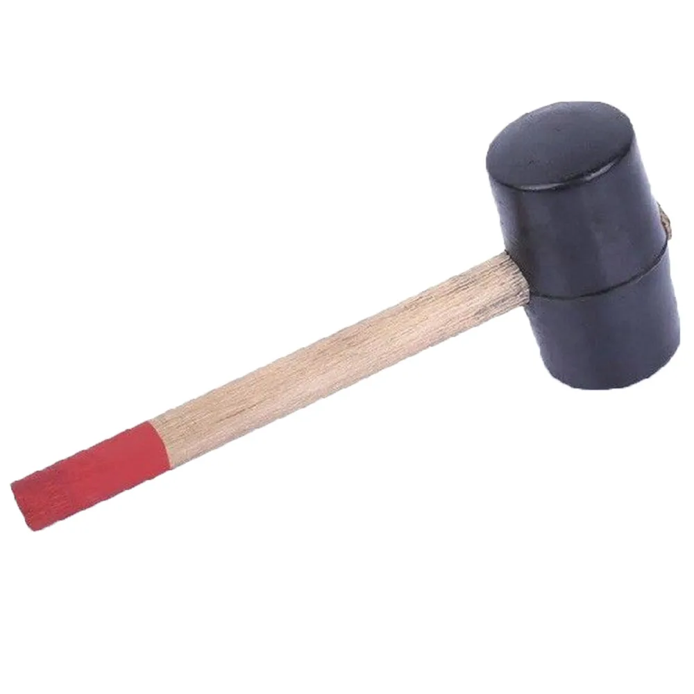 New 5MM 500G Dead Blow Rubber Hammer Mallet Wooden Shaft Handle Rubber Mallet