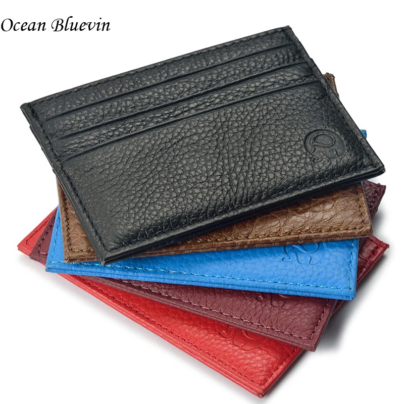 

Genuine Leather 6 Bits Lychee Pattern Ultra-thin Vntage Bank ID Holders For Men Women Business Credit Card Holder Cover Wallets
