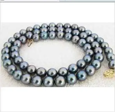 

Wholesale FREE SHIPPING STUNNING 10MM ROUND TAHITIAN BLACK GREEN PEARL NECKLACE18INCH