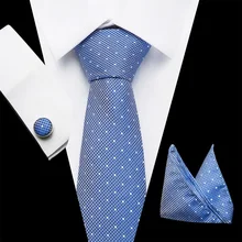 Vangise Tie Sets Mens Slim Tie Dot Floral Ties Hanky cufflink 7.5cm Blue Necktie Pocket Square ties For Men Wedding Party fashion men s square dot pattern tie deep blue
