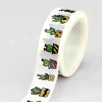 

10M Roll Succulent Cactus Washi Tape Scrapbooking Tools Cute Cinta Adhesiva Decorativa Masking Tape Japanese Office Stationery