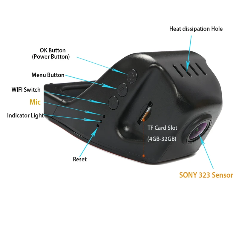 KOENBANG Автомобильный видеорегистратор Dash camera видеокамера авторегистратор wifi Novatek