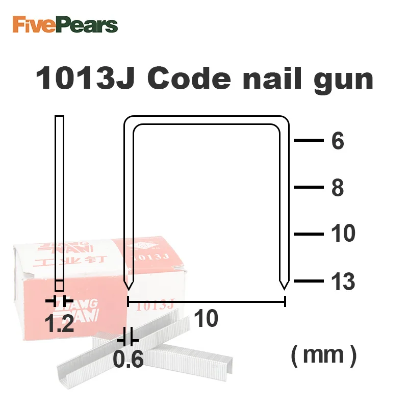FivePears 1013J Pneumatic Nail Gun Air Stapler Gun Tool Brad Nail Gun U Style for Furniture Wood Sofa woodworking