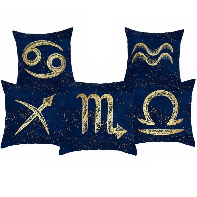 

12 Constellation Printing Polyester Sofa Pillowcase Pillow Cover Bed Car Waist Cushion Cover Home