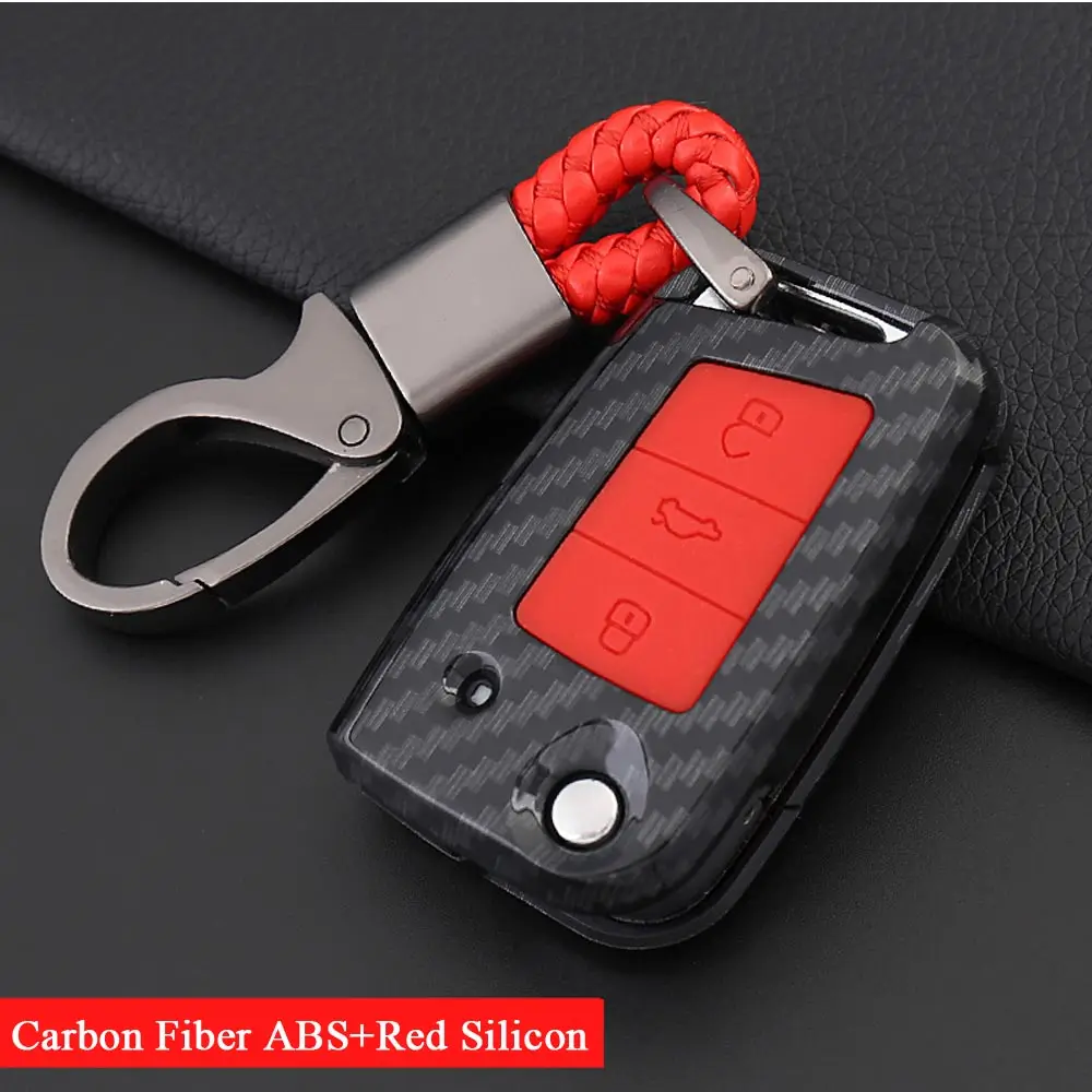 Силиконовый ABS карбоновый чехол для ключей для автомобиля, чехол для VW Golf 7 Mk7 сиденье Ibiza Leon FR 2 Altea для Skoda Octavia - Название цвета: Carbon-Red