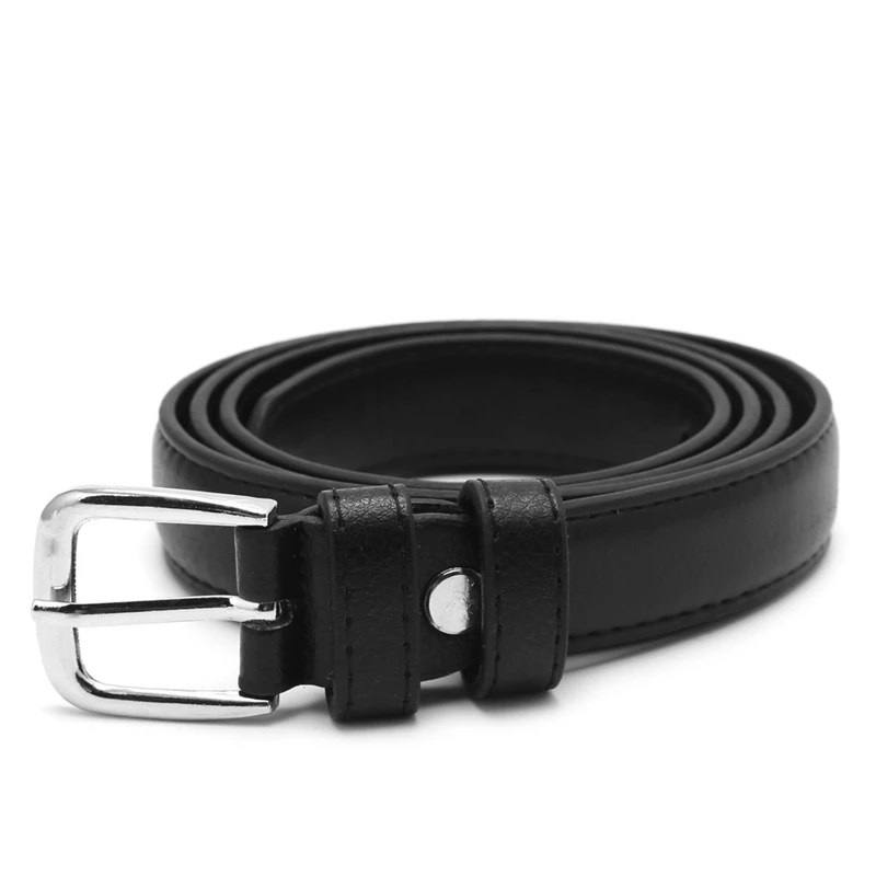 

Women Antique Black Belt Metal Buckle Jeans Strap Faux Leather Belt Alloy Buckles Design Casual All-match For Female