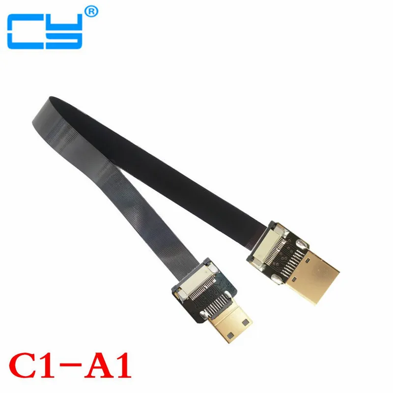 

90 Degree Angled FPV HDMI Male to Mini HDMI Male FPC Flat Cable 10cm 20cm 30cm 50cm 100cm for Multicopter Aerial Photography