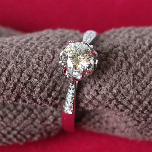 Настоящее серебро 925 пробы обручальное кольцо 0.5Ct с бриллиантом белое золото цвет