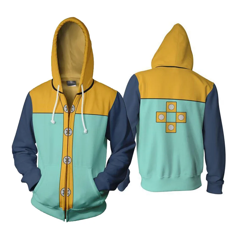 

The Seven Deadly Sins Sweatshirt Men's 3D Hoodies jacket nanatsu no taizai Cosplay Zipper Hoodie Thin Sweatshirts Casual costume