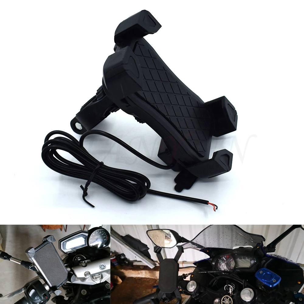 

Universal Motorcycle Phone Holder Mobile Stand For Moto Support USB Charger Holder For Yamaha FZ1 FZ6 FAZER FZ8 FZ6R XJ6