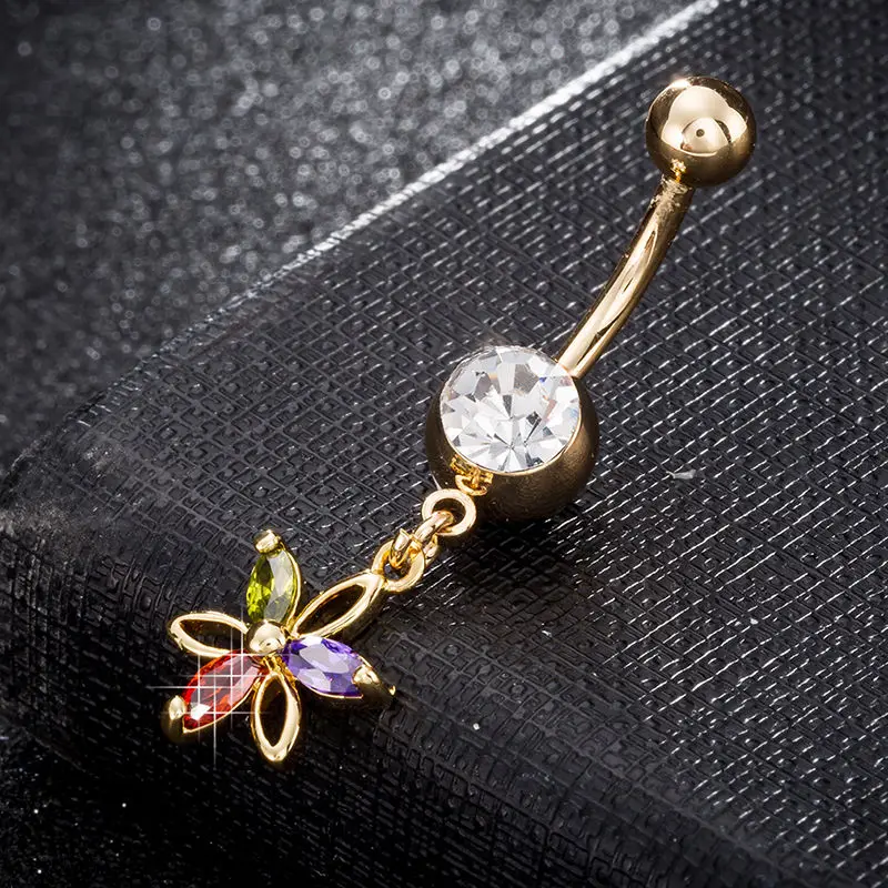 Сексуальный пупок пирсинг кольца для пупка элегантный жемчужный цветок из циркона золотой цвет хирургическая сталь тела ювелирные изделия Ombligo - Окраска металла: P0233-J-C