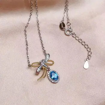 

shilovem 925 silver sterling natural topaz pendants send necklace fine Jewelry trendy new wholesale cz0406992agb