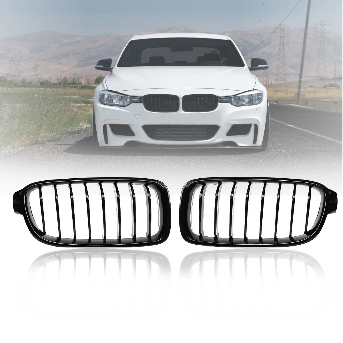 1 Pair Gloss Black Car Decorative Accessory Racing Grill Front Kidney Grille for BMW 3 Series F30 F31 F35 F80 2012-2017 цена 1 Pair Gloss Black Car Decorative Accessory Racing Grill Front Kidney Grille for BMW 3 Series F30 F31 F35 F80 2012-2017 цены онлайн