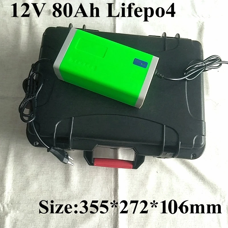 

Lifepo4 12V 80AH Battery Pack lithium 80ah for Boat trolling outboard Motor RV Yacht with BMS Cigarette lighter + 10A charger
