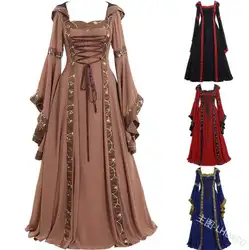 Средневековые костюмы длинный рукав Ренессанс платье костюм принцессы для Для женщин Хэллоуин вечерние Косплэй