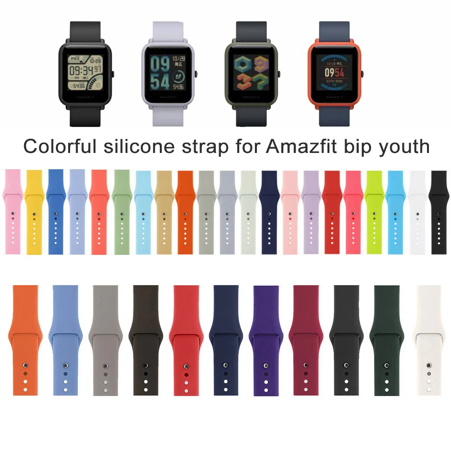 Силиконовый мягкий ремешок для Xiaomi Huami Amazfit Bip BIT Lite Молодежные умные часы пригоден для ношения на запястье браслет Amazfit ремешок для часов 20