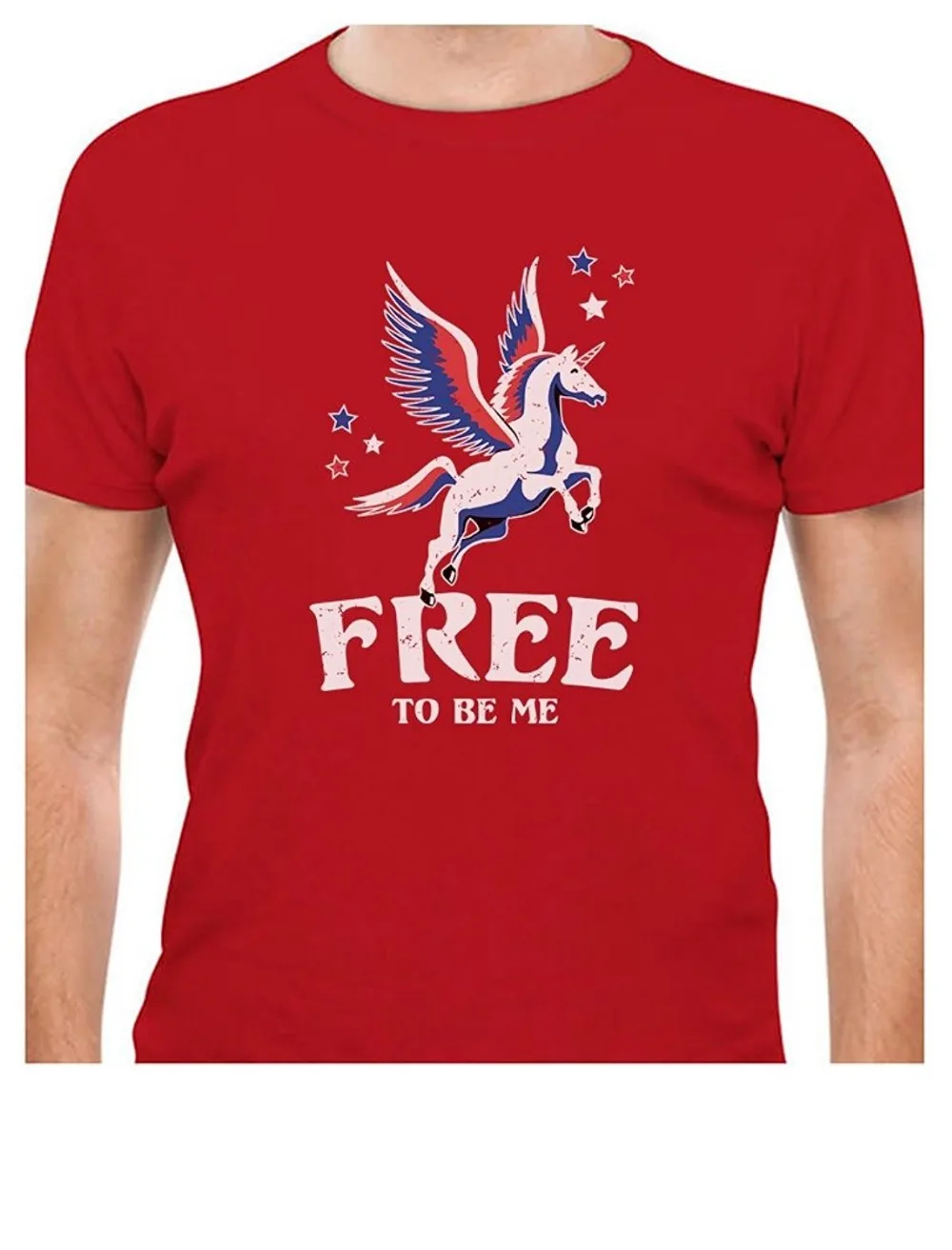 

2018 Newest Letter Print Graphic Crew Neck Short Sleeve 4Th Of July Free Magical Flying Unicorn Mens Tees