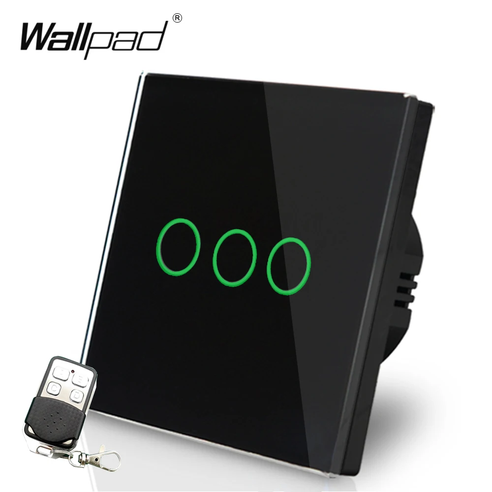 110-220 в EU UK Wallpad черный стеклянный сенсорный светодиодный индикатор 3 банды 2 способа RF433 умный пульт дистанционного управления свет промежуточные переключатели