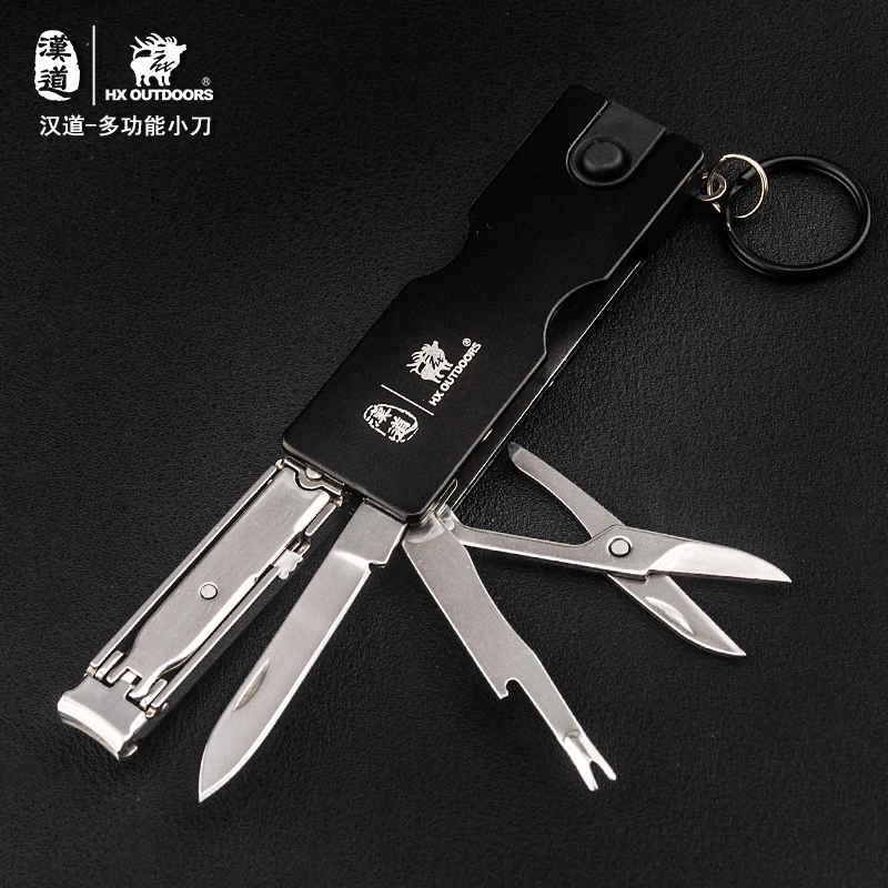 

HX OUTDOORS Portable 8 in 1 Multi LED light tweezer tools 440C material Survival Gear Pocket functional little scissors knife