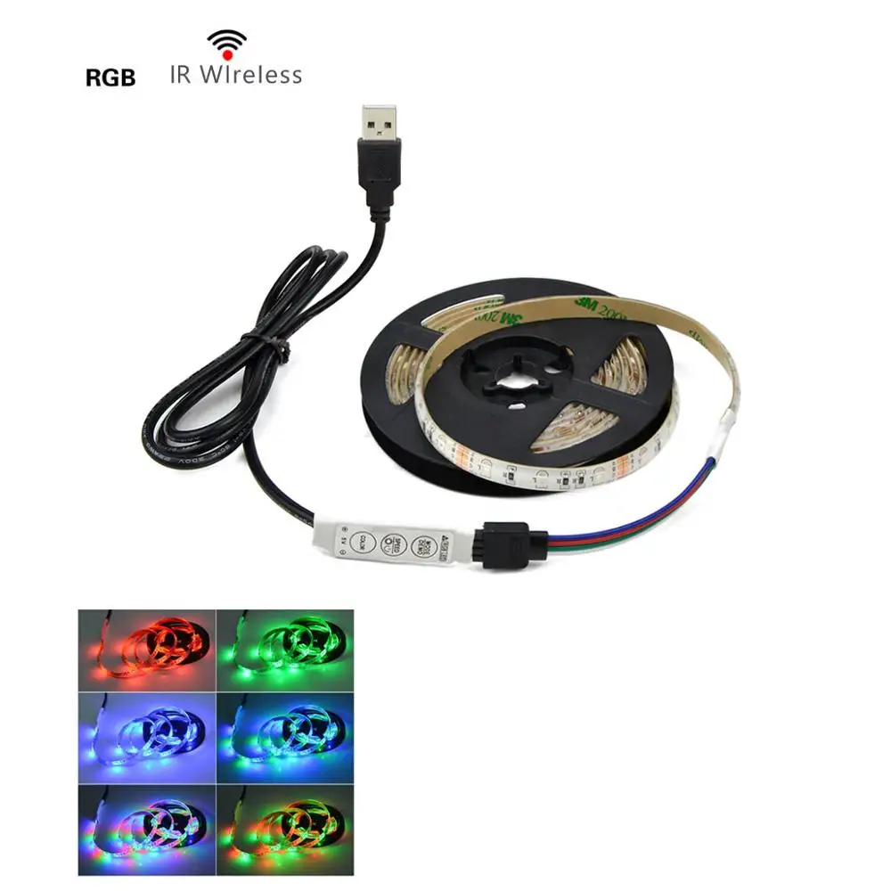 3Keys Mini Control ТВ подсветка RGB кухонный светильник лампа 5 в USB порт 1 м 2 м 3 м 4 м 5 м 60 светодиодный/м Светодиодная подсветка под шкаф кухонный шкаф Настольный Декор лампа - Цвет: 3Keys Mini Control