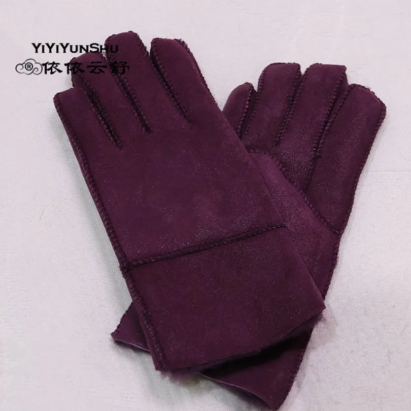 Yiyyunshu От 4 до 8 лет Детские перчатки из натуральной кожи зимние теплые шерстяные меховые перчатки Minttens перчатки из натуральной овчины для детей