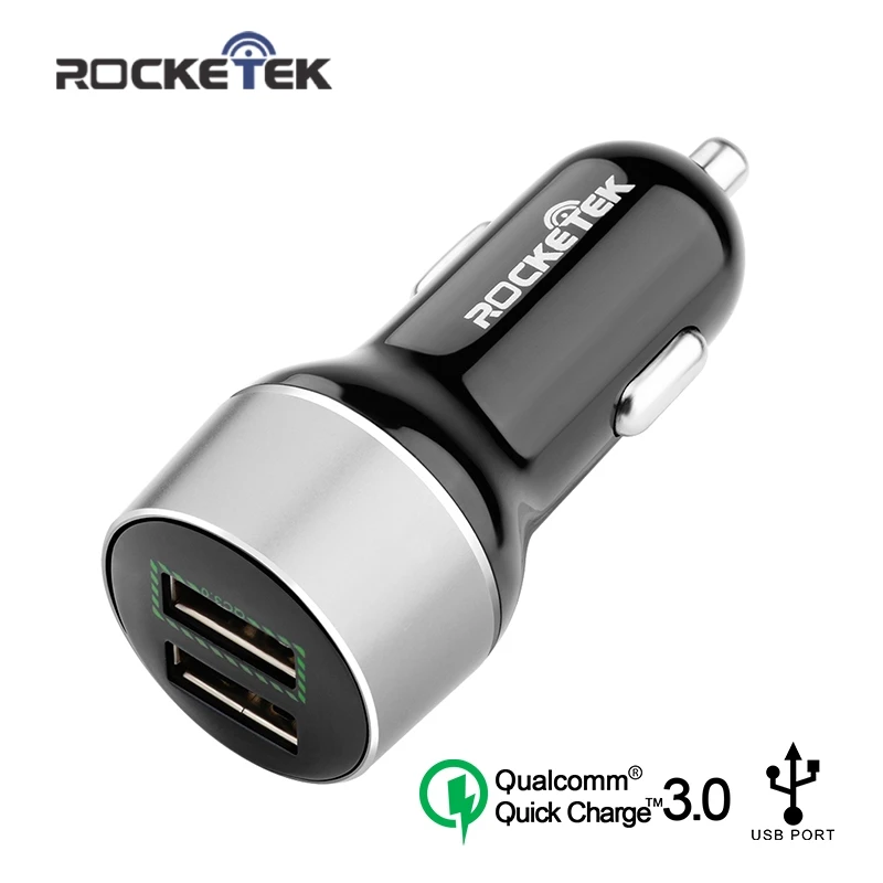 

Rocketek usb car charger 2.4A 2 USB fast quick charge QC 3.0 2.0 5V 9V 12V phone adapter accessories for iphone xiaomi huawei