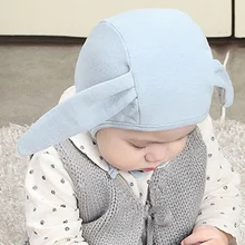 Новая весенняя детская шапочка кролик длинное ухо мягкие хлопковые детские шляпы кепки с защитным галстуком милые вязаные шапочки в виде кролика для новорожденных