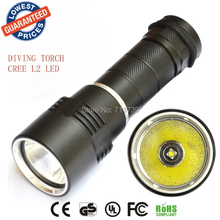 

2015 new DV10 dive light XM-L L2 led diving flashlight underwater 50M torch light