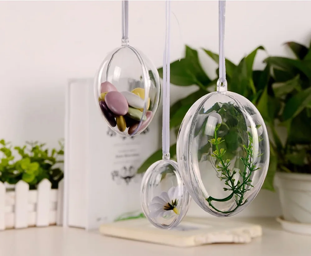 (Paquete de 10) 100mm plástico transparente acrílico relleno huevo en forma de manualidades adornos (Paquete de 10) 100mm plástico transparente acrílico relleno huevo en forma de manualidades adornos