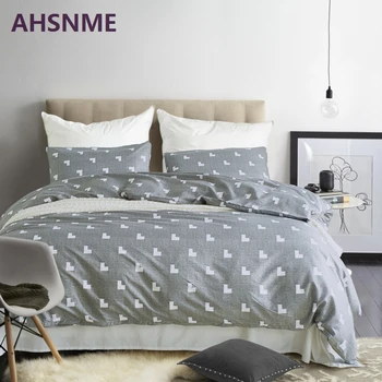 

AHSNME Very Comfort Simple Geometric Pattern & Grey Bedding Set American Size Suitable for King Queen Quilt Cover Home Textiles