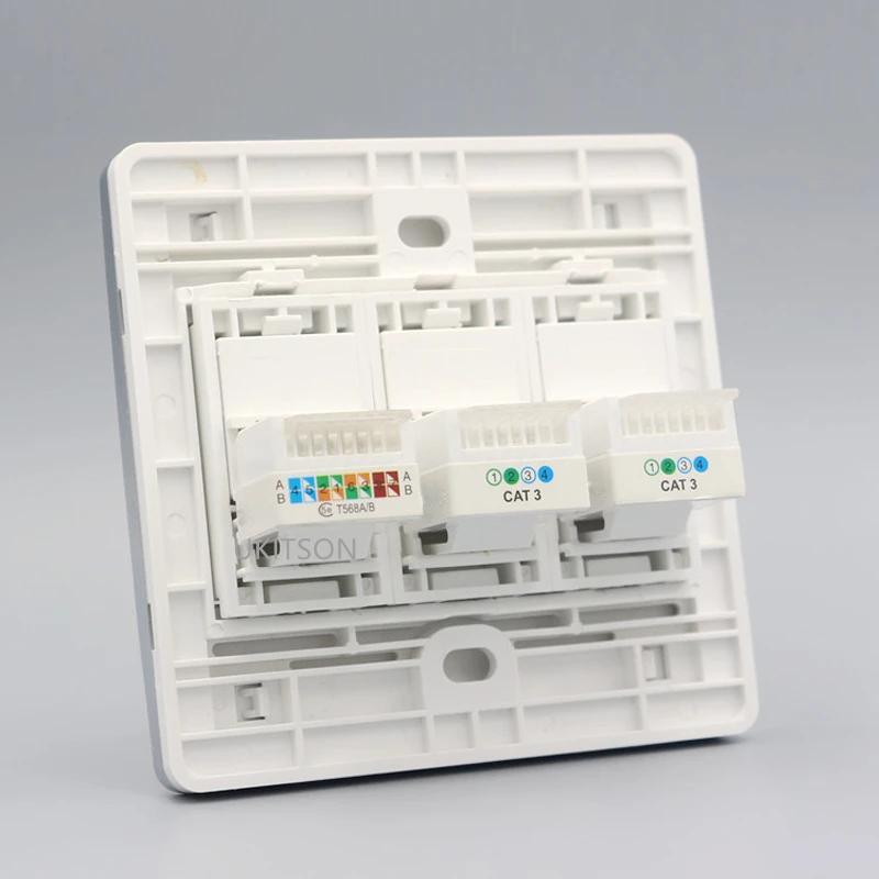 Белая настенная розетка два телефонных разъема с CAT5E RJ45 сетевой разъем LAN| |