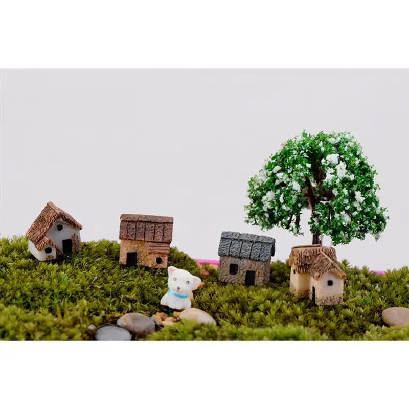4 шт. миниатюрный садовый ландшафт микро деревенские каменные дома Thatched Huts DIY