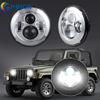 

2PCS 7'' Round Auto led Projector headlight for Jeep Wrangler TJ JK LJ AM General Hummer Hi/Lo beam H4 LED Headlamp Bulbs