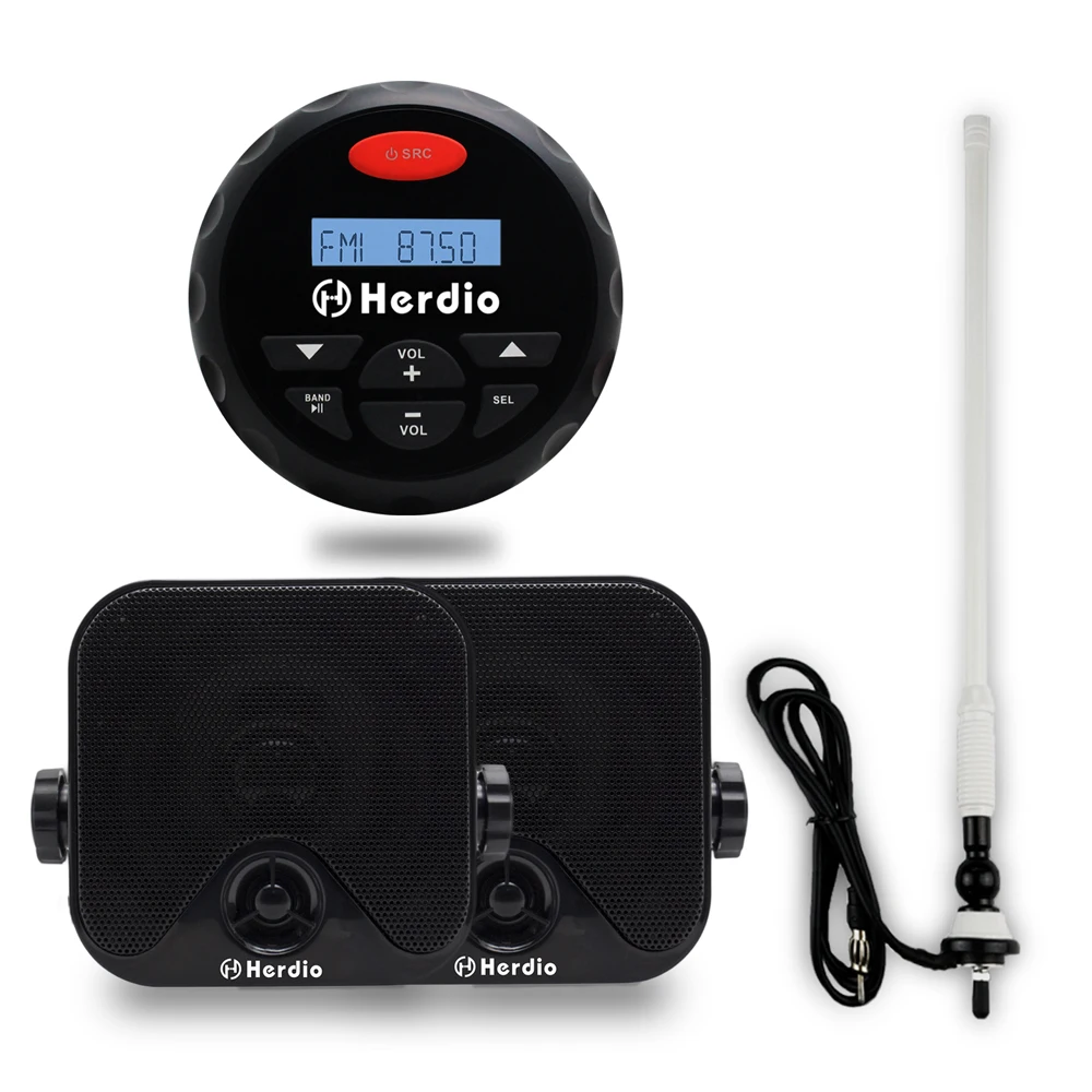 

Waterproof Marine Bluetooth Stero Boat Audio Radio Sound System FM AM MP3 Player +4 Inch Marine Speakers Motorcycle ATV+ Antenna