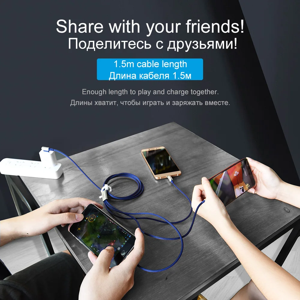 USB кабель HOCO для iPhone X XS XR 8 7 зарядное устройство 3 в 1 Micro Android Type c мобильный телефон