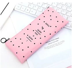 Милый розовый чехол-карандаш Kawaii в черно-белый горошек из искусственной кожи для девочек, канцелярские принадлежности, офисные школьные принадлежности Zakka escolar - Цвет: H Pink spot Strip