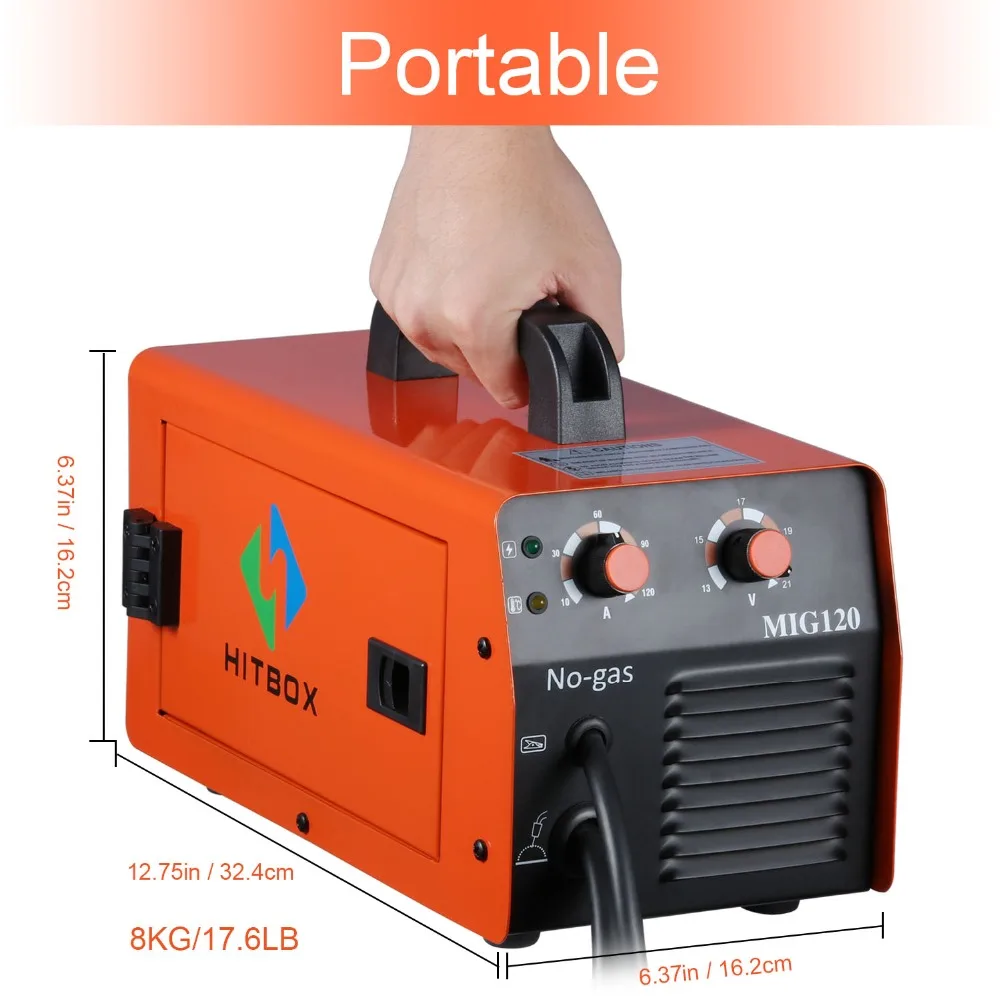 HITBOX Mig Welder Gasless 220V MIG1200 Mag Welders Iron Steel Welding Equipment MIG MAG Welding Machine Portable Welder