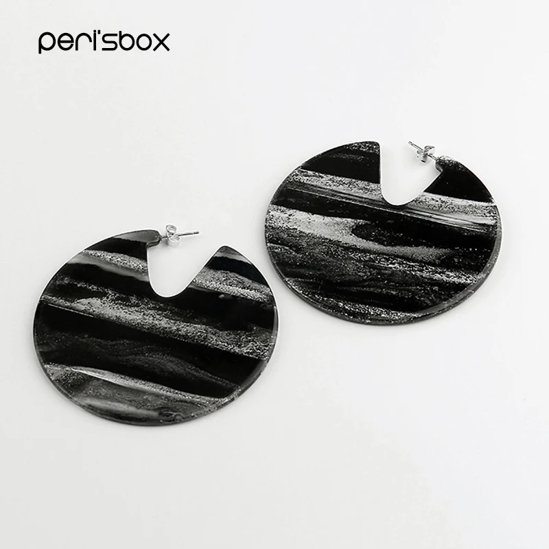 Серьги Peri'sBox Boho с акриловыми дисками больших размеров для женщин, массивные преувеличенные геометрические круглые серьги, ацетатные серьги-кольца